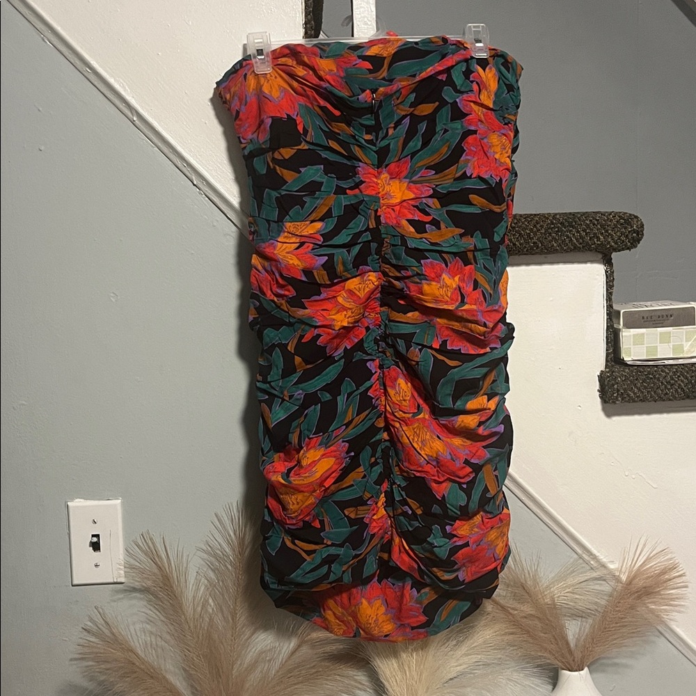 Mango Women’s Strapless Multicolor Patterned Dress - image 4